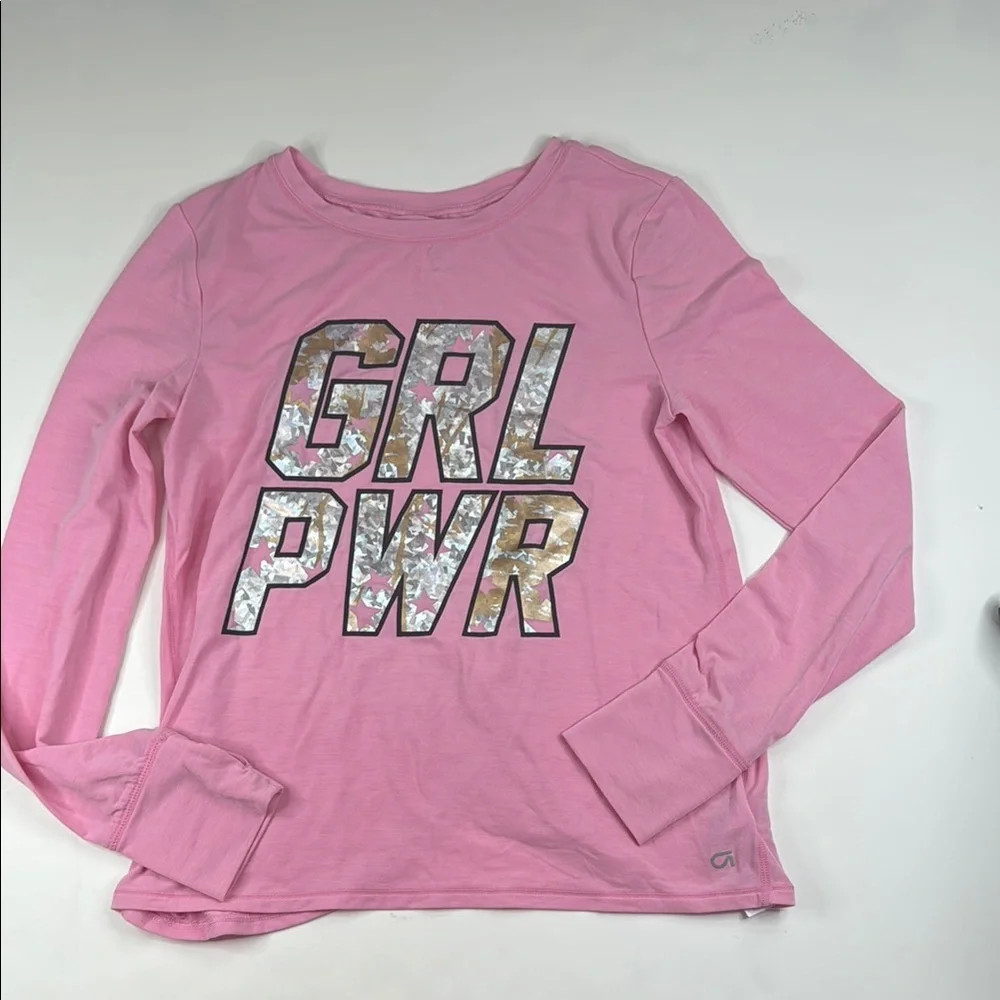 GAPFit Girls' Pink Long Sleeve Girl Power‎ Active Tee Size Medium